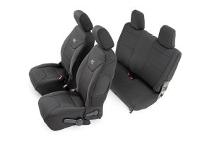 Jeep Wrangler Seat Covers - Front and Rear - Rough Country - Neoprene - '13-'18 Jeep Wrangler Seat Covers - Front and Rear - Rough Country - Neoprene - '13-'18